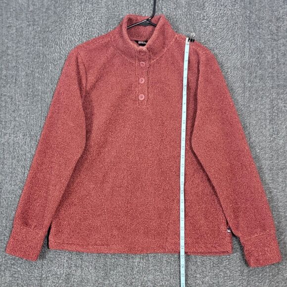 Eddie Bauer Sweater Womens Small Rust 1/4 Button Up Fleece Pullover EB006400 - Picture 3 of 13